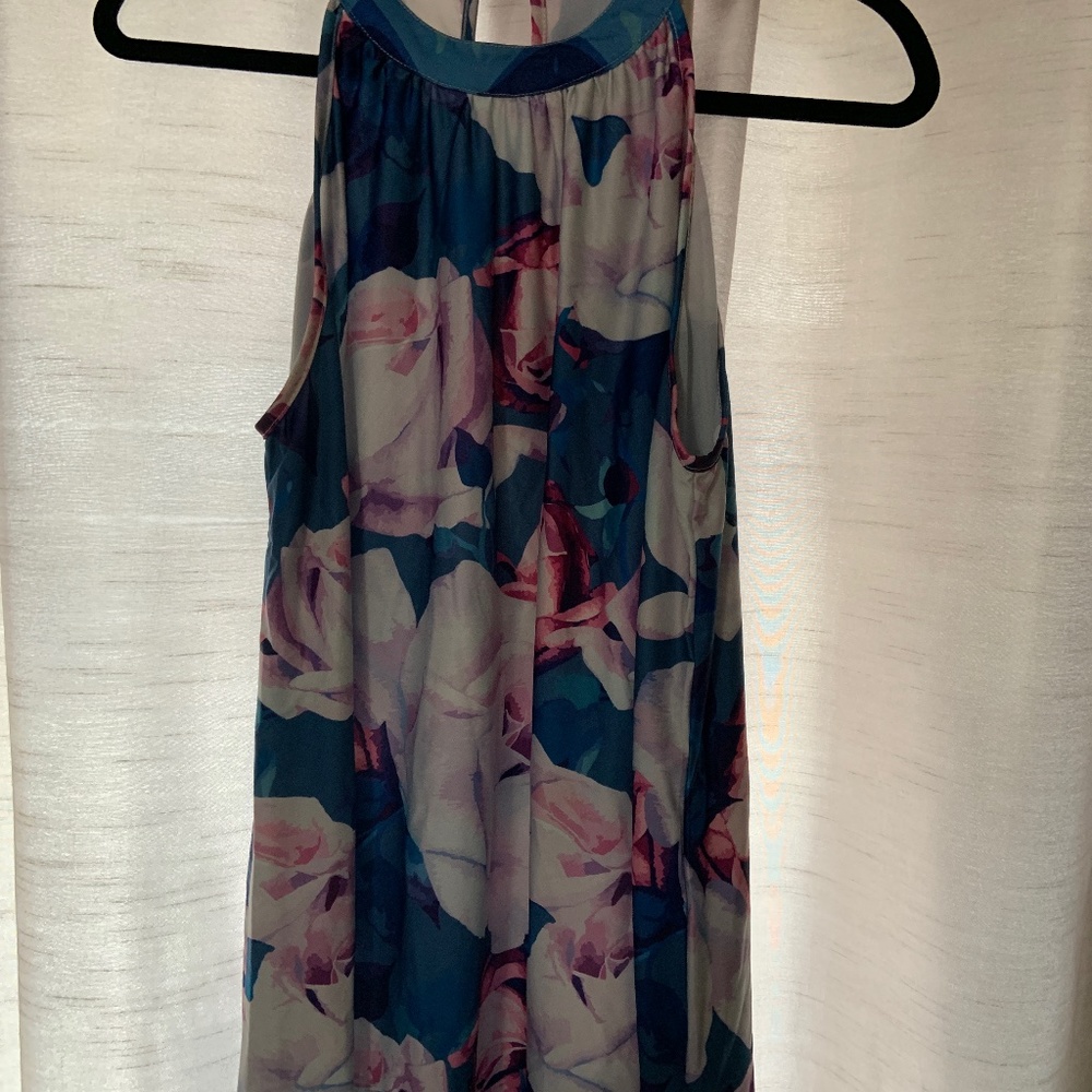 Teal floral halter tunic size XL